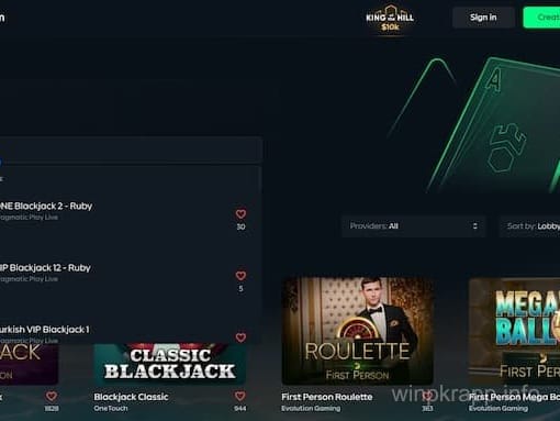 Winpkr App Screenshot - Blackjack Tables